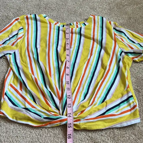 Ginger Yellow Striped Front Knot Top Size Medium