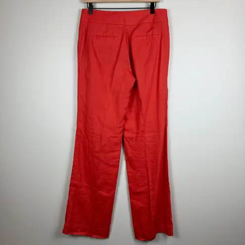Outback Red 100% Linen Pants Women's 6 Orange Nautical Button Wide Leg Trousers