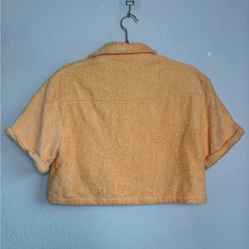 Atoir AUS The Santorini Mango Orange Terry Cloth Cropped Button Down Top S