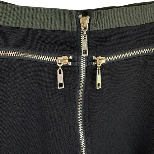 Gracia NWT Black Textured Knit Stretchy Elastic Waist Zipper Detail Midi Skirt M