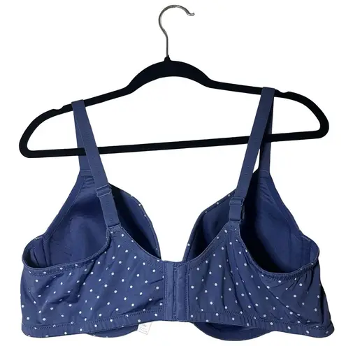 Cacique Blue Polka Dot Print Lightly Lined T-Shirt Bra Size 44D