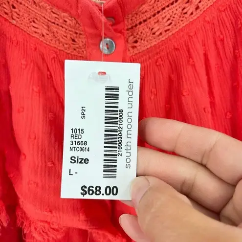 Prómesa NWT Promesa Women's Vintage Romance Ruffle Buttoned Top Coral Size Large