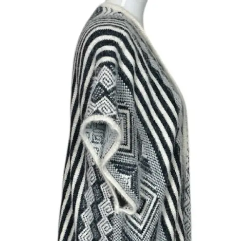 Emory park  Long Fringe Cardigan Sweater Open Front Cream Gray Boho Women’s Large