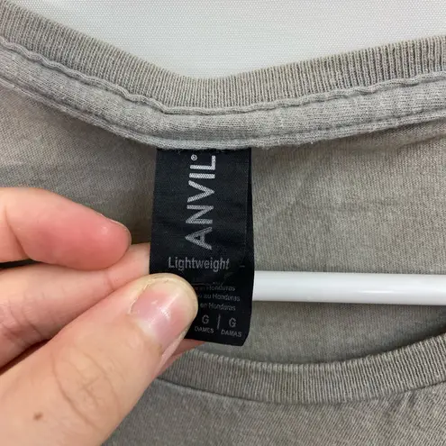 Anvil women’s gray white relaxed short sleeve coffee mom cotton casual tshirt L