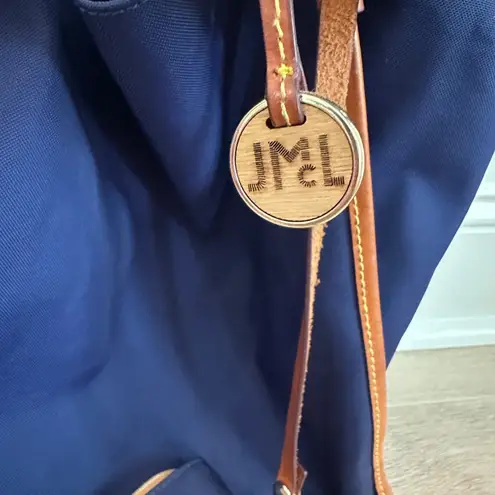 J. McLaughlin Navy Blue Tote Back with Coin Pouch Leather Handle Snap Close