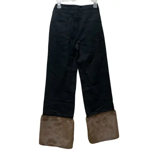 We Wore What Faux Fur Straight Leg Jean size 25 NWT Fitted, pants only for sale