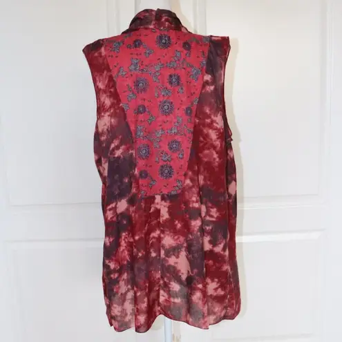 LOGO By Lori Goldstein Tie Dye Vest With Floral Print Panals Size Large