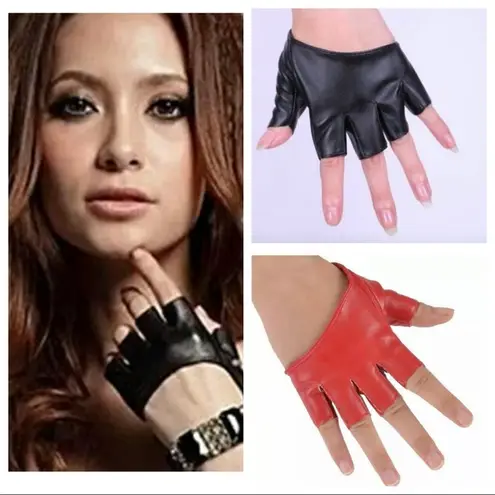 Fingerless Leather Gloves Driving Punk