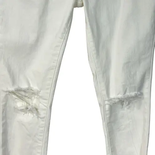 BDG  SZ 27 Twig High-Rise Crop Jeans Distressed Rips Zip-Fly Pockets Frayed White