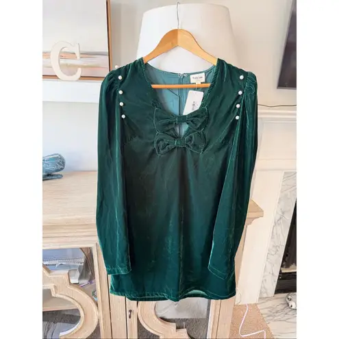 Peach Love California NWT Tarin Velvet Bow Dress in Green Size Small