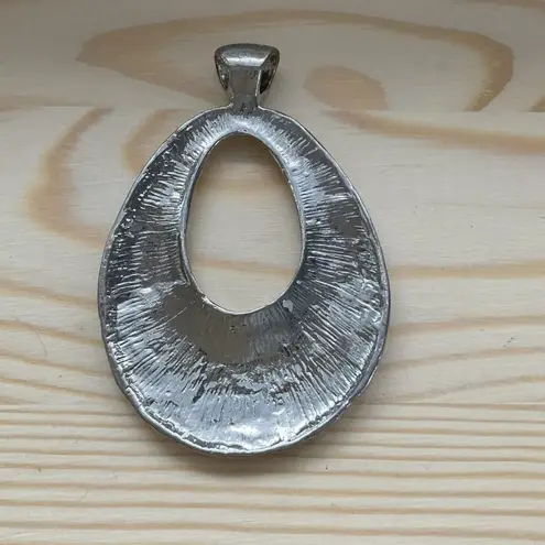 Silver Toned Hammered Metal Necklace Pendant