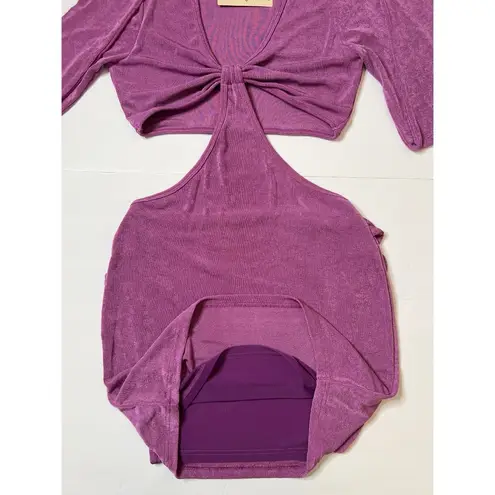 Gab & Kate Orchid Twisted Tie Cut Out Bodycon Mini Dress Sz L Women