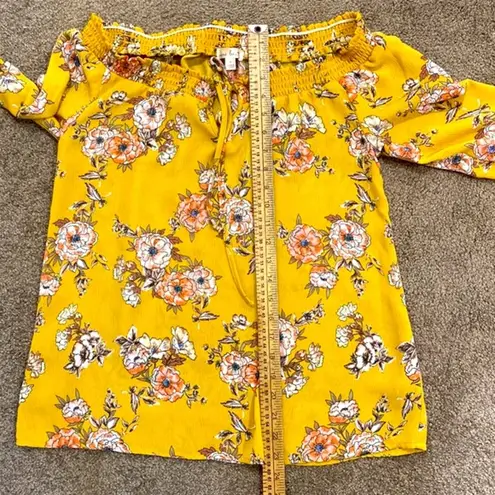 Nine Britton || Mustard floral print long sleeve flowy blouse