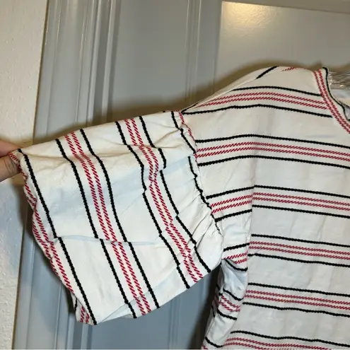 Code x Mode White/Red/Blue Striped Puff Sleeve Top size S