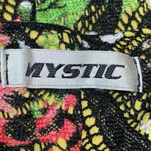 Mystic Women Multicolor Floral Knit Crochet Zip High Waisted Mini Shorts Size S