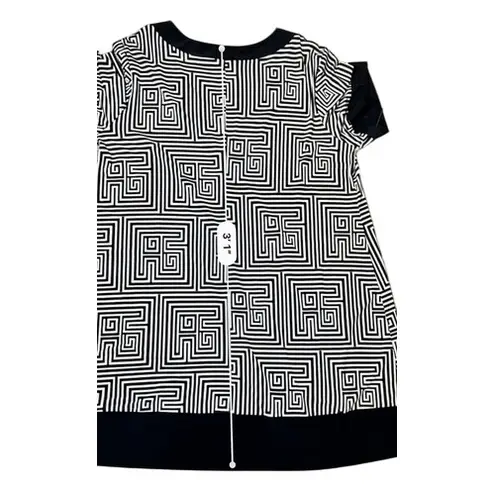 Tiana B. Modern Geometric Greek Patterned Black Swing Dress 22W Plus Size NWT White