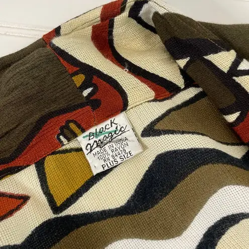 Black Magic Women’s Green Print Toggle Kimono Cardigan Plus Size Size undefined