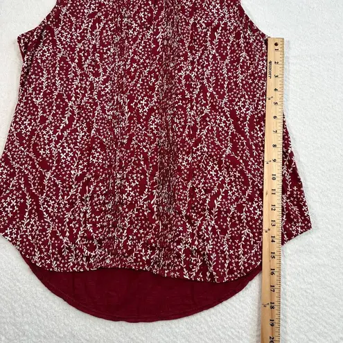 Dolan Anthropologie Tank Top Women's Large Wine Floral Solid Back Pleated Front Red