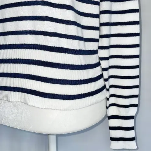 Central Park West New Heart Striped Linen Blend Pullover Sweater