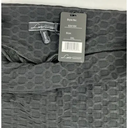 LOVE UNIVERSITY Women's 3XL Black Textured Pencil Skirt High Waist Ruched Back Size 3X