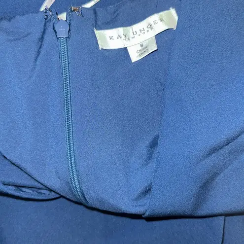 NEW KAY UNGER Dark Ink Frances Column Sleeveless Gown Sz 8 Blue