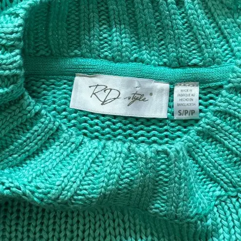 RD Style Boxy Modern Medium-Weave Sweater Wide Long Sleeves Aqua Green NWT Small