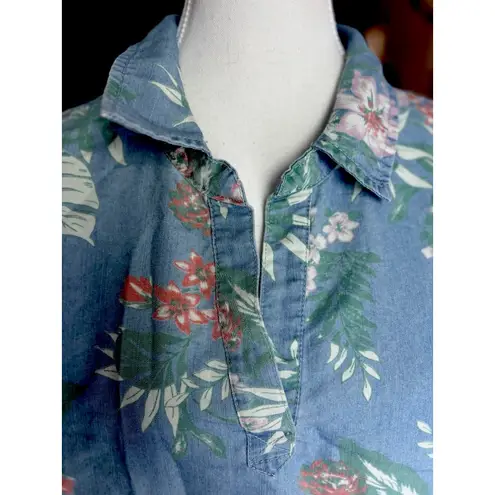 Beach Riot Given Kale Blue Size 2XL Knee Length Long Sleeve Dress Beach Tropical Plus