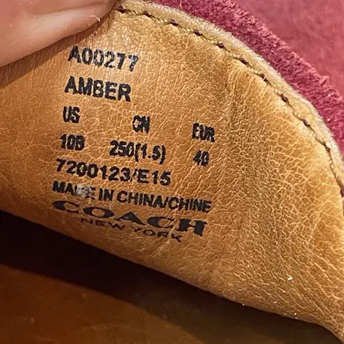 Coach  Women’s Amber Black Cherry‎ Calf Suede Loafers Size 10 B