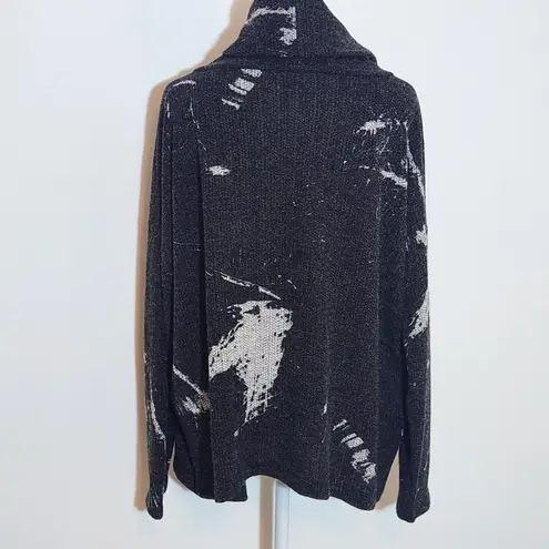 Clara Sunwoo Black Print Knit Cowl Neck Sweater Size XL Black Sweater