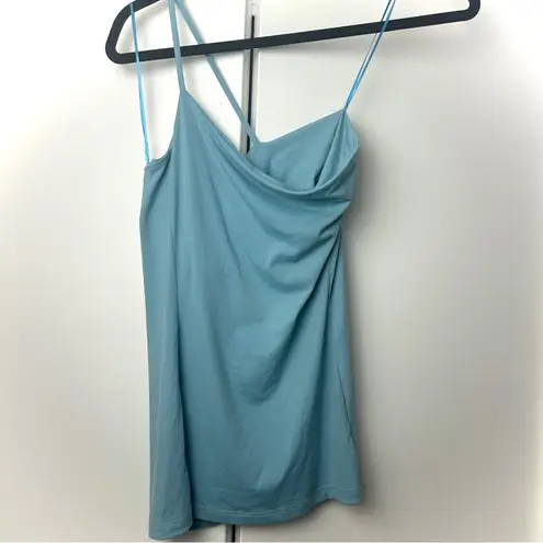 Susana Monaco One Shoulder Spaghetti Strap Tank in Waterfall Blue.