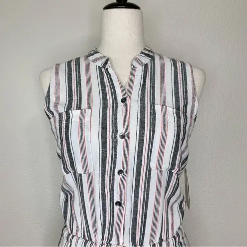 NWT Kelly Renee Linen Blend Women’s Size Medium Striped Romper Gray