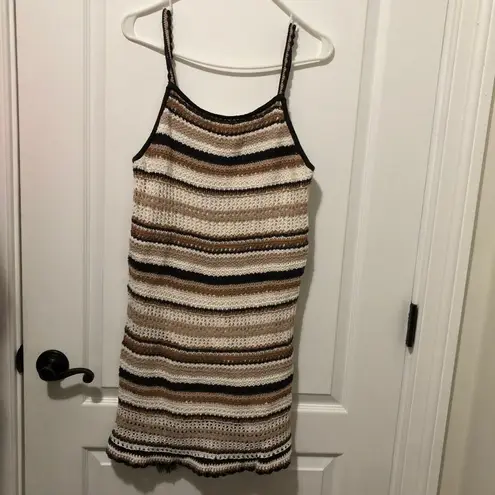 American Eagle  Outfitters Womens Sleeveless Crochet Dress‎ Striped Brown Small
