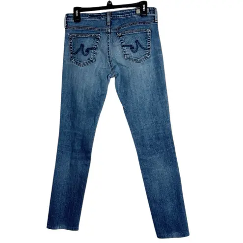 AG Adriano Goldschmied  The Stevie Slim Straight Blue Jeans hemmed size 28 flaw