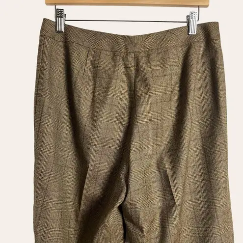 Lafayette 148  Brown Wool Houndstooth Pleated Trouser Pants Size 10