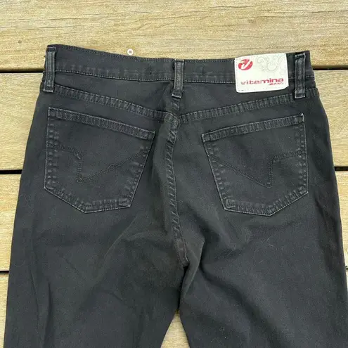 Vitamin A Solid Black Jeans Mid Rise Dark Wash Made in Italy
