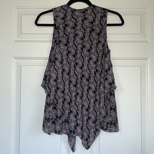 Derek Lam 10 Crosby Printed Silk Lace Up Top 0 XS