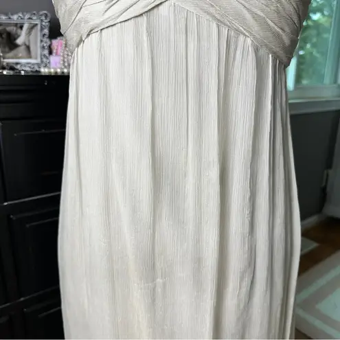 Amsale 100% Silk Empire Waist Maxi Dress Beige Wedding Guest 2 – Quiet Luxury