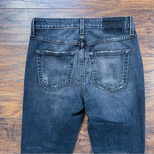 AMO • Babe Jean in Rascal slim straight cropped distressed black raw hem faded Size 26