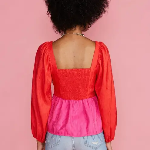 CROSBY by Mollie Burch NWOT Crop Top in Pink/Scarlett Balloon Sleeves - Size S