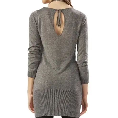 Charlie Paige Silver Metallic Yarn Long Sleeve Gray Tunic Knit Top size Medium
