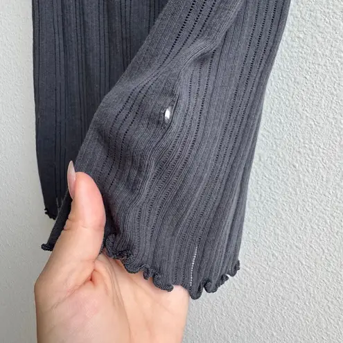 $5/$25 Pact 100% Organic Cotton Gray Ribbed Button Henley Ruffle Tank Size XS