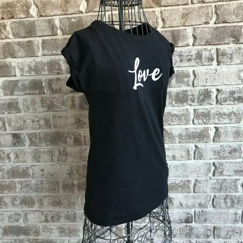 Christian Siriano Love tee top XS Black Short Sleeve Style Casual Trendy…