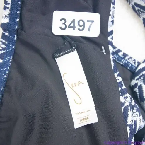 NEW Seea Free People Seea Georgia Surf Top in navy mini chevron Selene, L Blue Size L