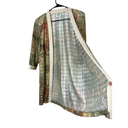 R & M Richards Vintage By Karen Kwong Green Multicolor Duster