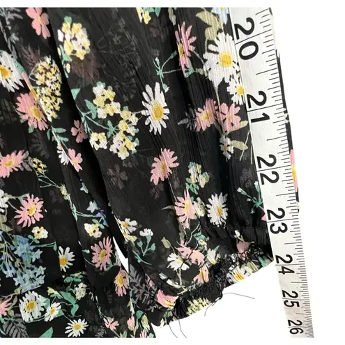 Gypsies & Moondust Babydoll Dress Womens L Black Floral Sheer Fairy Peasant Boho