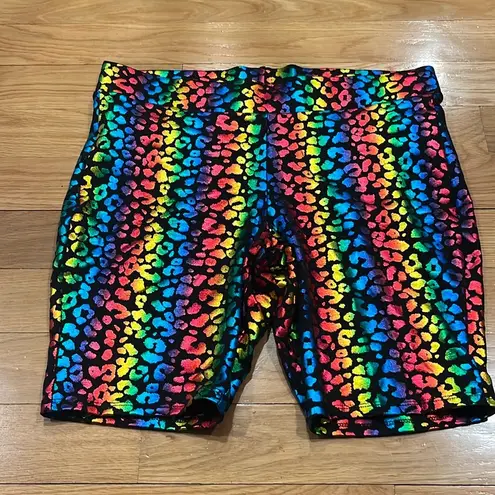 Torrid  women’s shiny rainbow leopard print bike shorts size 2. (2X) - Image 3