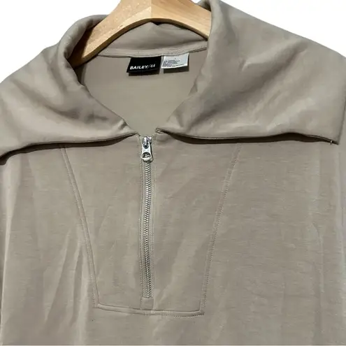 Bailey 44 Women’s Size L Nude Tan Spread Neck Half Zip Short Sleeve Sweatshirt