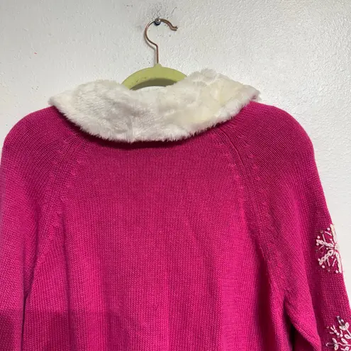 Tiara International Hot Pink Snowman Vintage Cardigan Sz L