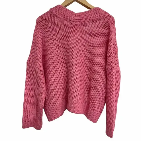 RD Style Cardigan Laure Cropped Cable Knit Bubblegum Pink Textured Size Med NWT