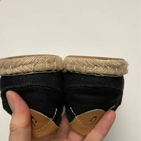 Olukai Kaula Pa‘a Lī Shoes Canvas Lace-Up Espadrilles Sneaker Slip Ons Black